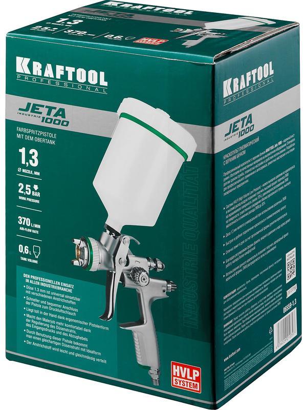 KRAFTOOL JETA 1000, HVLP, 1.3 мм, пневматический краскопульт с верхним бачком (06559-1.3)