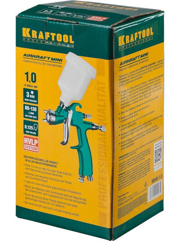 KRAFTOOL AIRKRAFT MINI, HVLP, 1 мм, пневматический краскопульт с верхним бачком (06565-1.0)