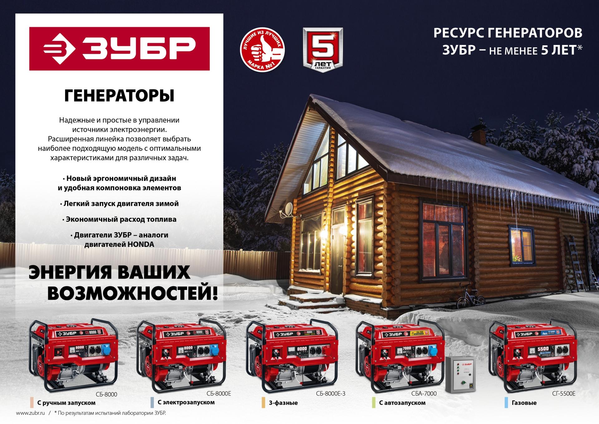 ЗУБР 8000 Вт, бензиновый генератор (СБ-8000)