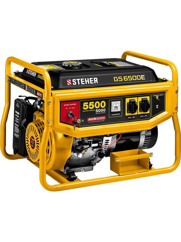 STEHER 5500 Вт, бензиновый генератор с электростартером (GS-6500E)