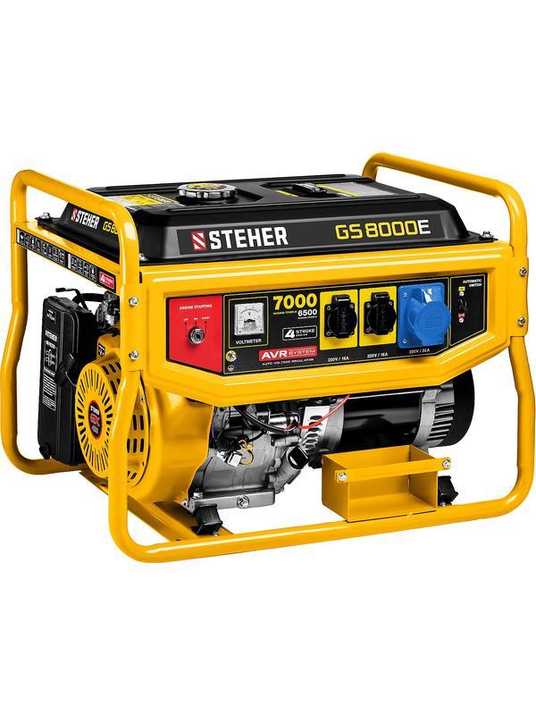 STEHER 7000 Вт, бензиновый генератор с электростартером (GS-8000E)