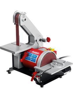 ЗУБР d 125 мм, 25 х 762 мм лента, 330 Вт, тарельчато - ленточный шлифовальный станок (ЗШС-330)