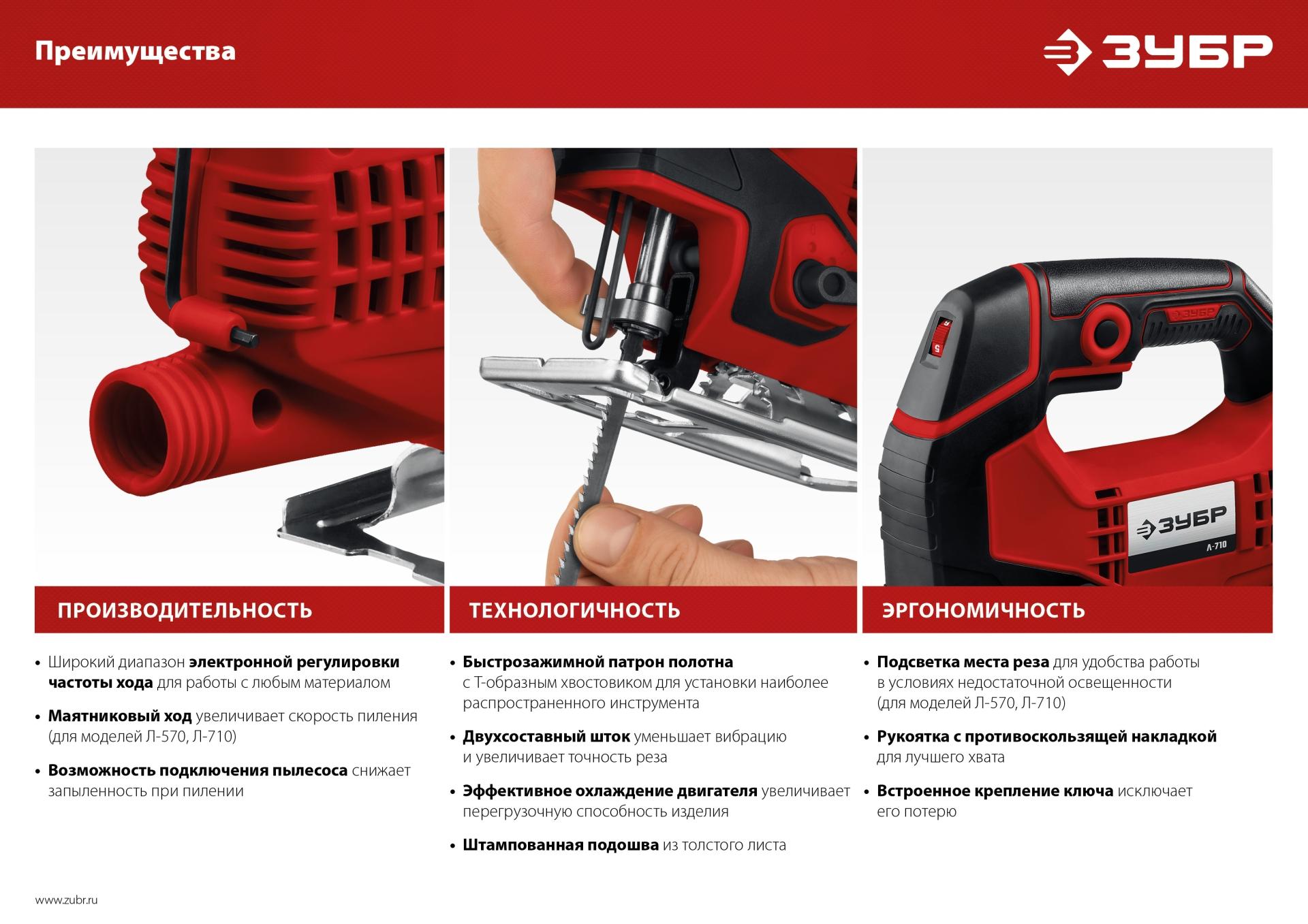 ЗУБР 570 Вт, 65 мм, электрический лобзик (Л-570)