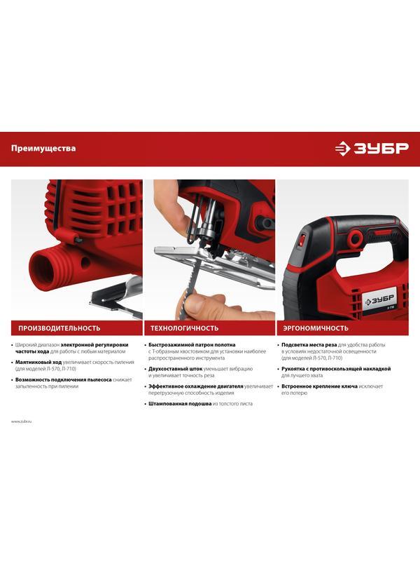 ЗУБР 570 Вт, 65 мм, электрический лобзик (Л-570)