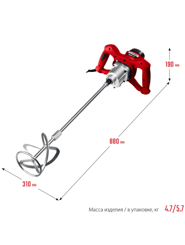 Строительный миксер ЗУБР МР-1050-1, М14, 2 скорости / 1050 Вт.