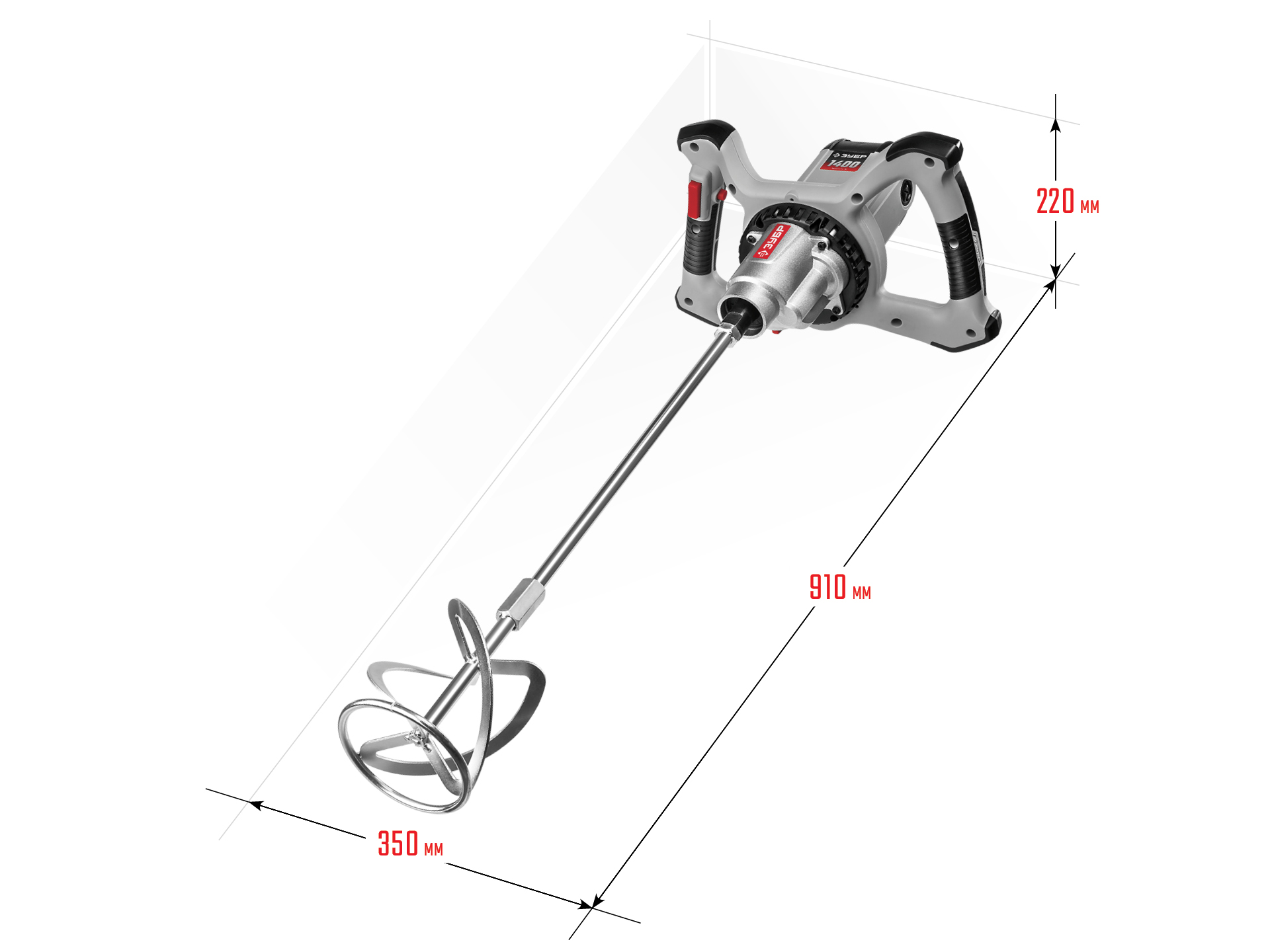 Строительный миксер ЗУБР МР-1400-2, М14, 2 скорости / 1400 Вт.