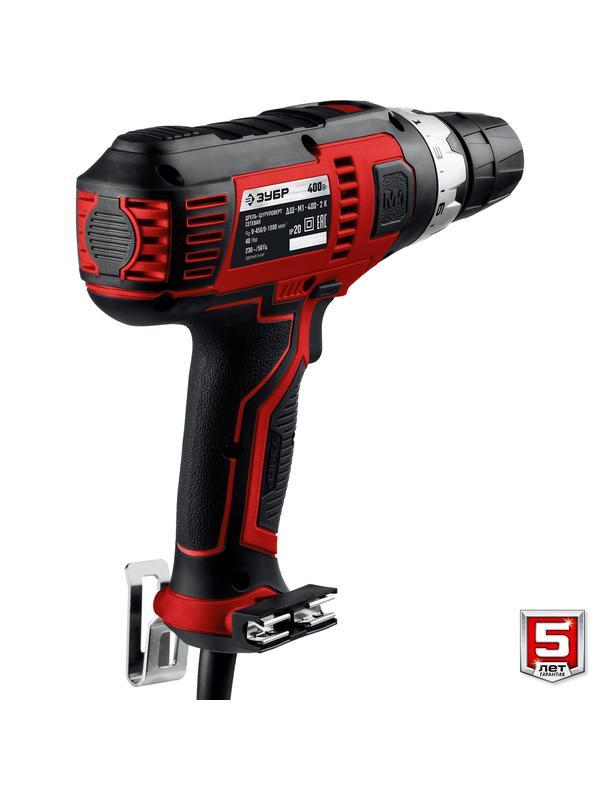 ЗУБР 400 Вт, 40 Н·м, кейс, сетевая дрель-шуруповерт (ДШ-М1-400-2 К)