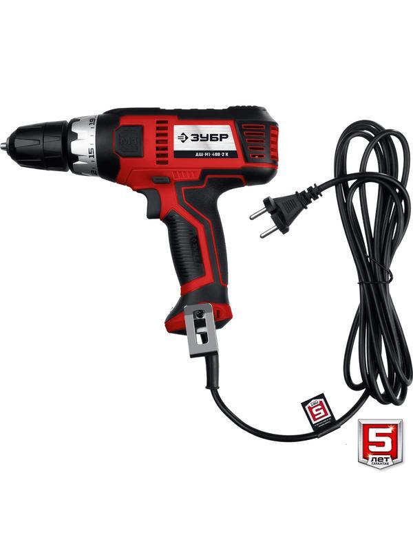 ЗУБР 400 Вт, 40 Н·м, кейс, сетевая дрель-шуруповерт (ДШ-М1-400-2 К)