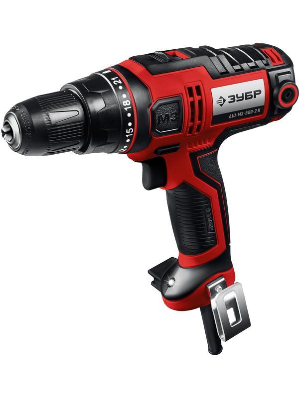 ЗУБР 500 Вт, 45 Н·м, кейс, сетевая дрель-шуруповерт (ДШ-М3-500-2 К)