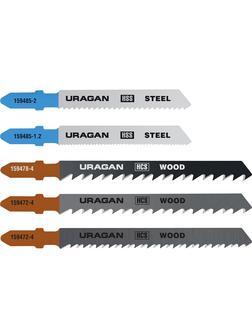 URAGAN T-хвост., по металлу/дереву, 5 шт, набор полотна для лобзика (159489-H5)