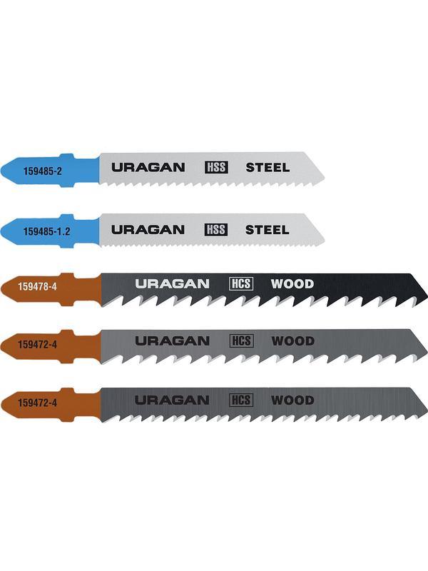 URAGAN T-хвост., по металлу/дереву, 5 шт, набор полотна для лобзика (159489-H5)