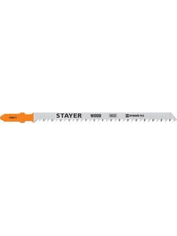 STAYER T301CD, T-хвост., HCS сталь, по дереву, шаг зуба 3 мм (6TPI), раб. длина 90 мм, 2 шт, полотна для лобзика, Professional (15982-4)