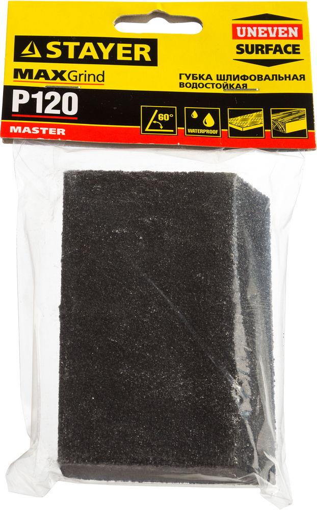 STAYER P120, 100 x 68 x 42 x 26 мм, водостойкая, четырехсторонняя шлифовальная губка (3561-120)