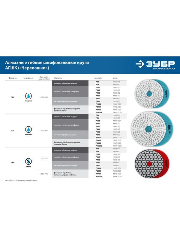 ЗУБР М14, d 125 мм, пластиковая, опорная тарелка на липучке для УШМ под АГШК, Профессионал (3578-125)