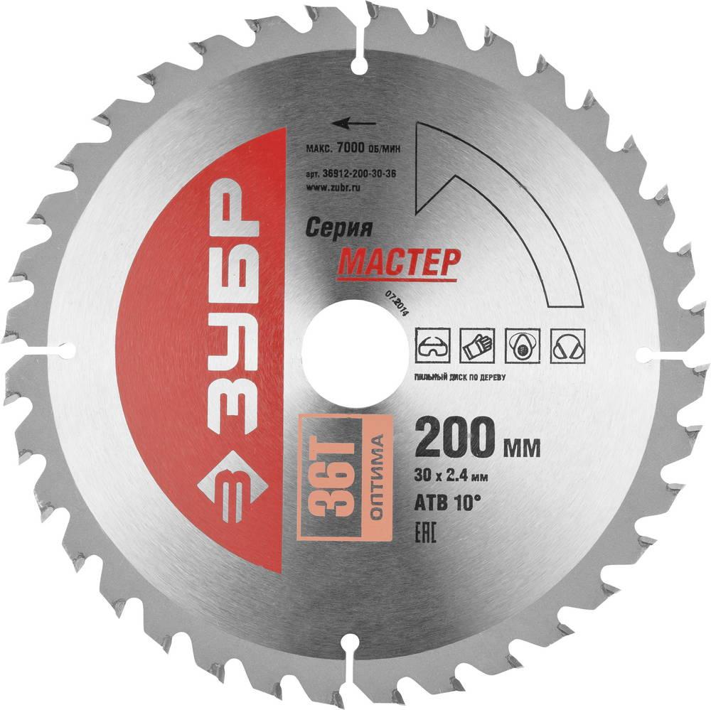 Пильный диск по дереву ЗУБР Оптимальный рез, 200 x 30 мм, 36Т (36912-200-30-36)
