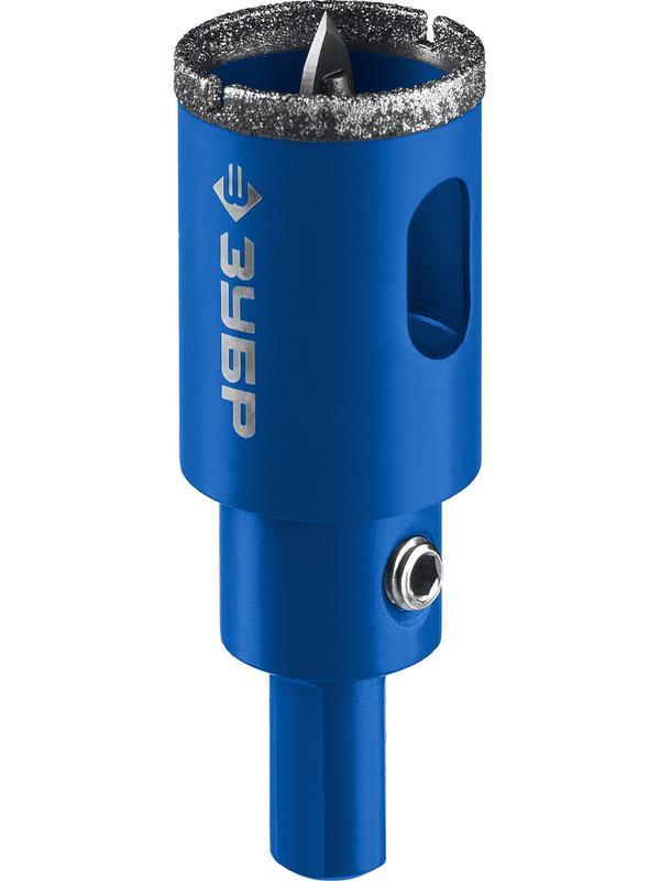 ЗУБР АГК, d 38 мм, (центр. сверло, трехгр. хвост, Р60), алмазная коронка, Профессионал (29850-38)