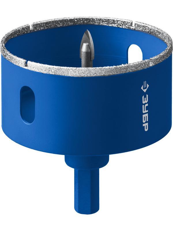 ЗУБР АГК, d 68 мм, (центр. сверло, трехгр. хвост, Р60), алмазная коронка, Профессионал (29850-68)