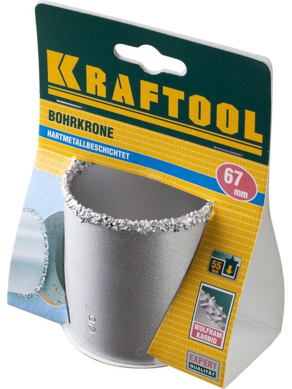 KRAFTOOL 67 мм, L 55 мм, карбид вольфрама, коронка кольцевая (33401-67)