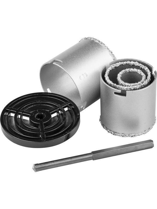 KRAFTOOL 4 шт, d 33, 53, 67, 73 мм, L 55 мм, карбид-вольфрамовая крошка, набор кольцевых коронок (3340)