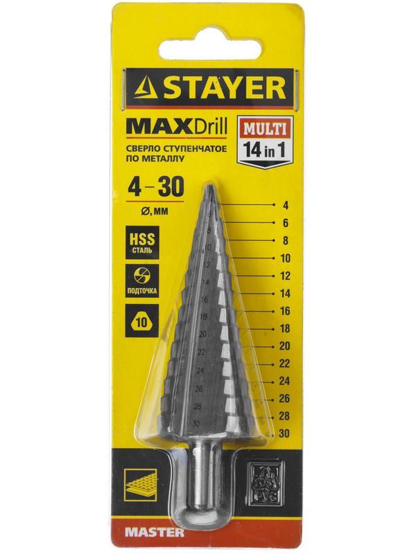 STAYER 4-30 мм, 14 ступеней, сталь HSS, ступенчатое сверло (29660-4-30-14)
