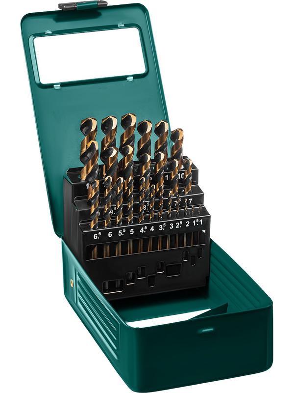 KRAFTOOL Cobalt, 25 шт, (1-13 мм), сталь М42, HSS-Co(8%), набор сверл по металлу (29656-H25)