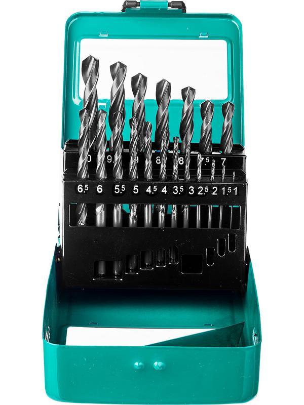 СИБИН 19 шт, (1-10 мм), быстрорежущая сталь, класс В, мет.бокс, набор сверл по металлу (29610-H19)