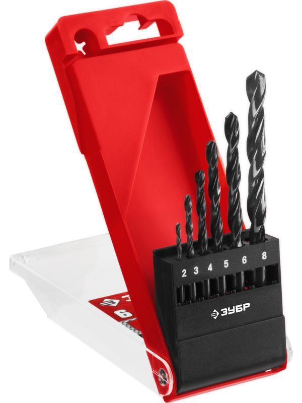 ЗУБР 6 шт, (2-8 мм), сталь Р4М2, класс В, набор сверл по металлу (29605-H6)