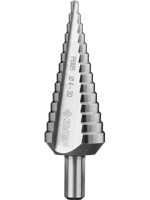 ЗУБР 4-30 мм, 14 ступеней, сталь Р6М5, ступенчатое сверло, Профессионал (29670-4-30-14)