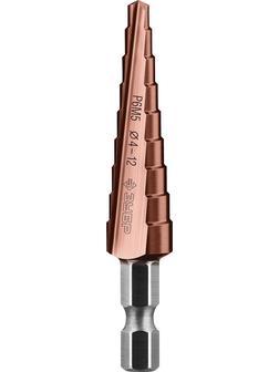 ЗУБР Кобальт, 4-12 мм, 9 ступеней, сталь Р6М5, кобальтовое покрытие, ступенчатое сверло, Профессионал (29672-4-12-9)