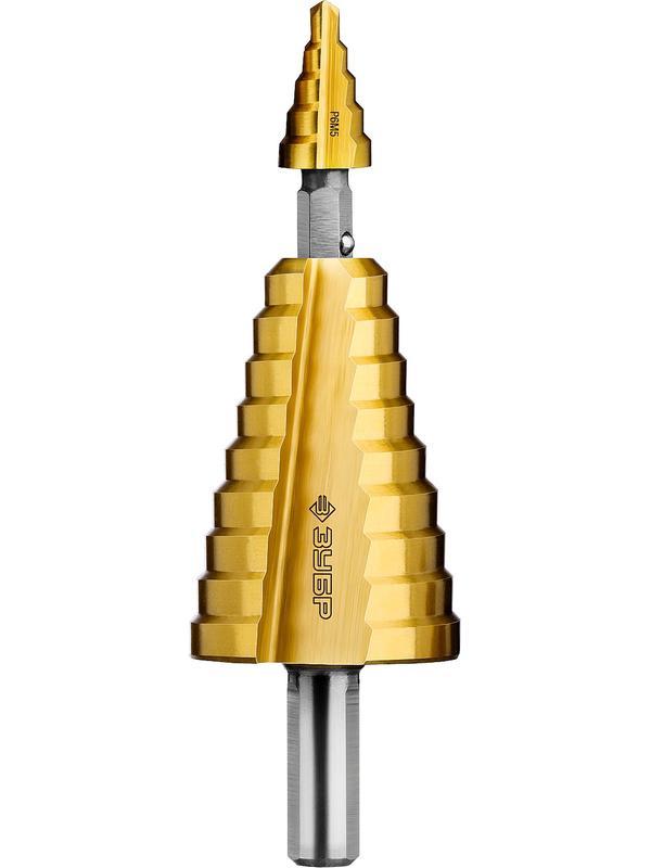 ЗУБР 4-35 мм, 15 ступеней, покрытие NiT, сверло ступенчатое составное (29673-4-35)