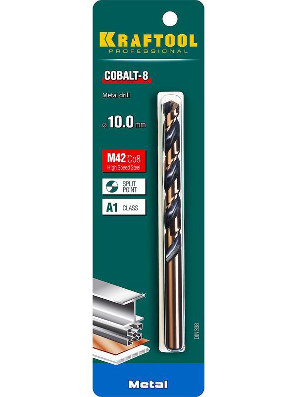KRAFTOOL Cobalt, 10.0 х 133 мм, сталь М42, HSS-Co(8%), сверло по металлу (29656-10)