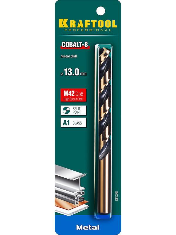 KRAFTOOL Cobalt, 13.0 х 151 мм, сталь М42, HSS-Co(8%), сверло по металлу (29656-13)