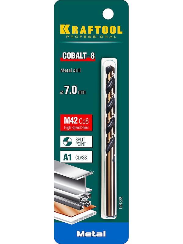 KRAFTOOL Cobalt, 7.0 х 109 мм, сталь М42, HSS-Co(8%), сверло по металлу (29656-7)