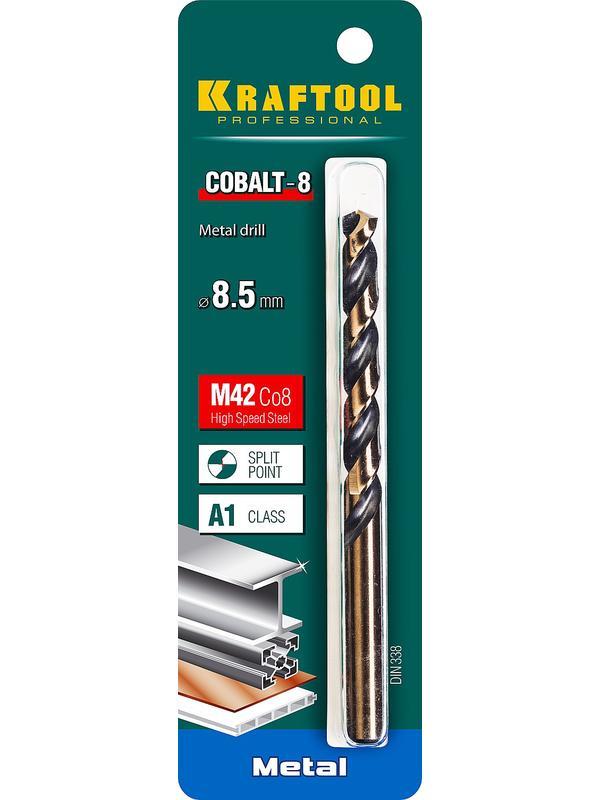 KRAFTOOL Cobalt, 8.5 х 117 мм, сталь М42, HSS-Co(8%), сверло по металлу (29656-8.5)
