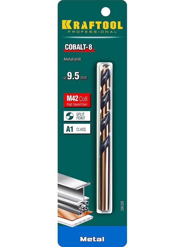 KRAFTOOL Cobalt, 9.5 х 125 мм, сталь М42, HSS-Co(8%), сверло по металлу (29656-9.5)