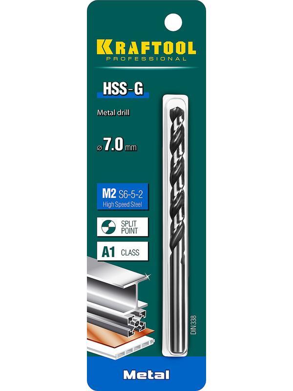 KRAFTOOL HSS-G, 7.0 х 109 мм, сталь P6M5, сверло по металлу (29651-7)