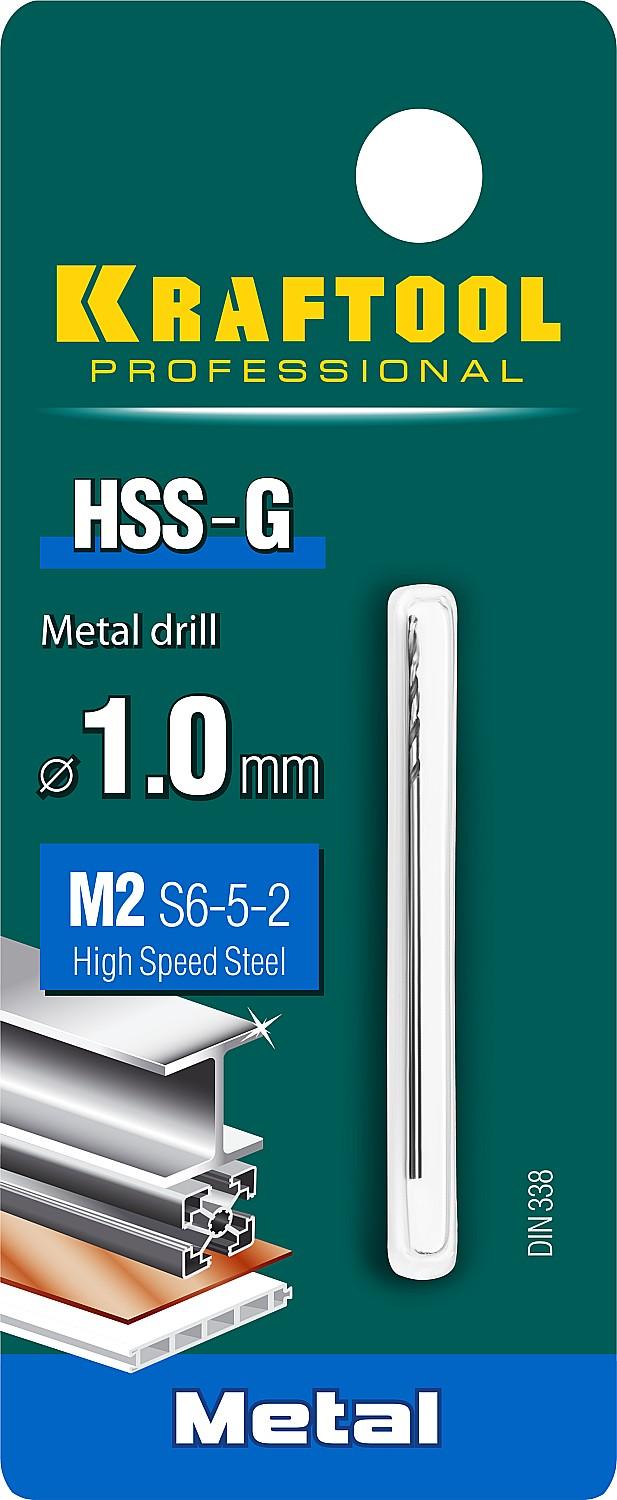 KRAFTOOL HSS-G, 1.0 х 40 мм, сталь P6M5, сверло по металлу (29651-1)