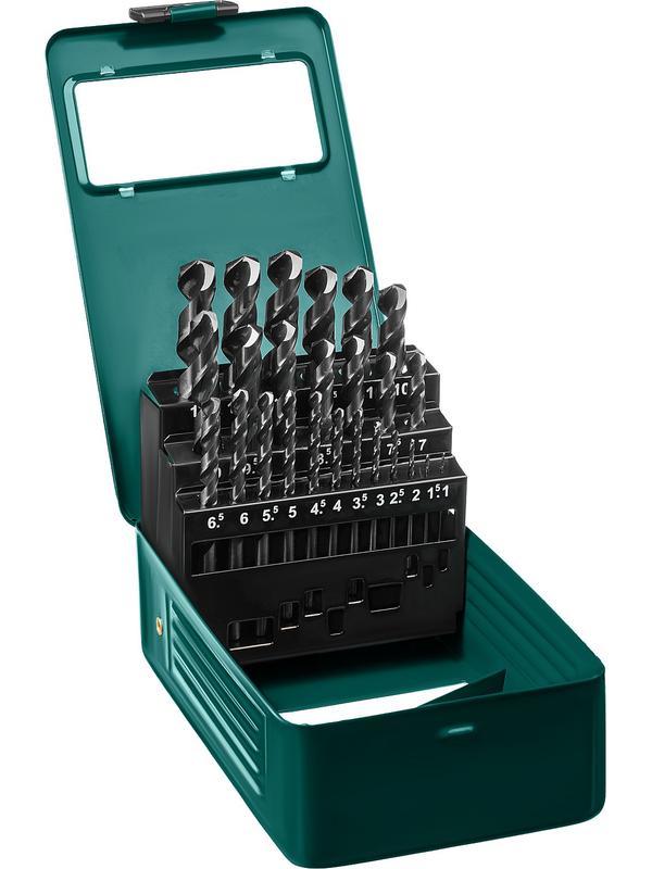 KRAFTOOL HSS-G, 25 шт, (1-13 мм), сталь P6M5, набор сверл по металлу (29651-H25)