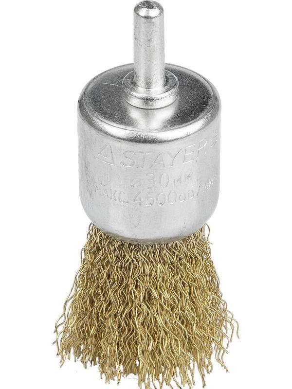 STAYER 30 мм, витая стальная латунированная проволока 0.3 мм, щетка кистевая для дрели (35113-30)
