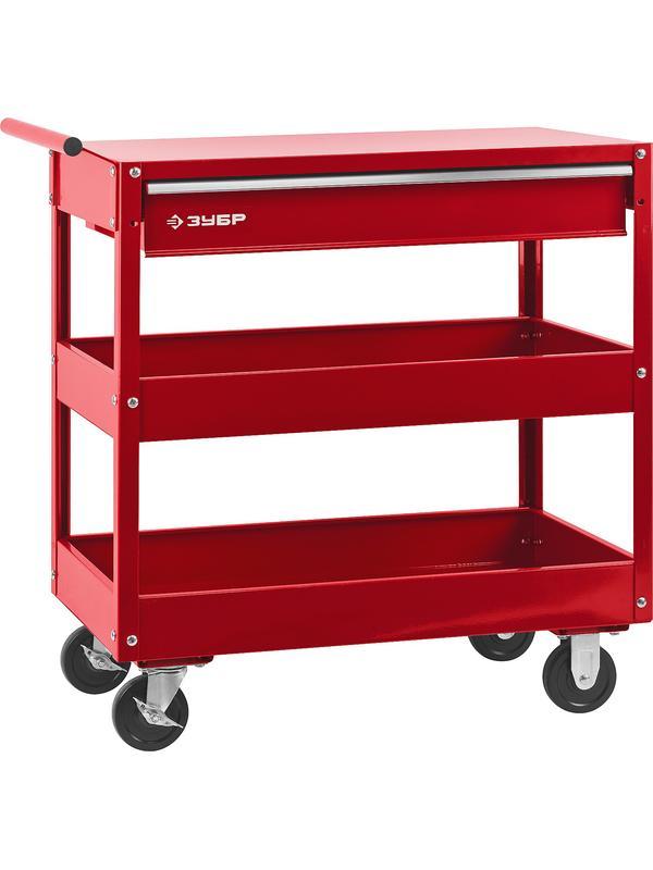 ЗУБР 737 х 383 х 785 мм, инструментальная тележка с выдвижным ящиком + 2 полки (38912)
