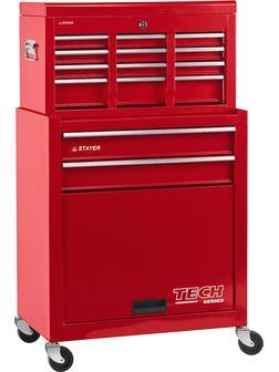STAYER 616 х 330 х 742 мм, комбо, инструментальная тележка с 2 полками + ящик с 7 полками (38909-K)