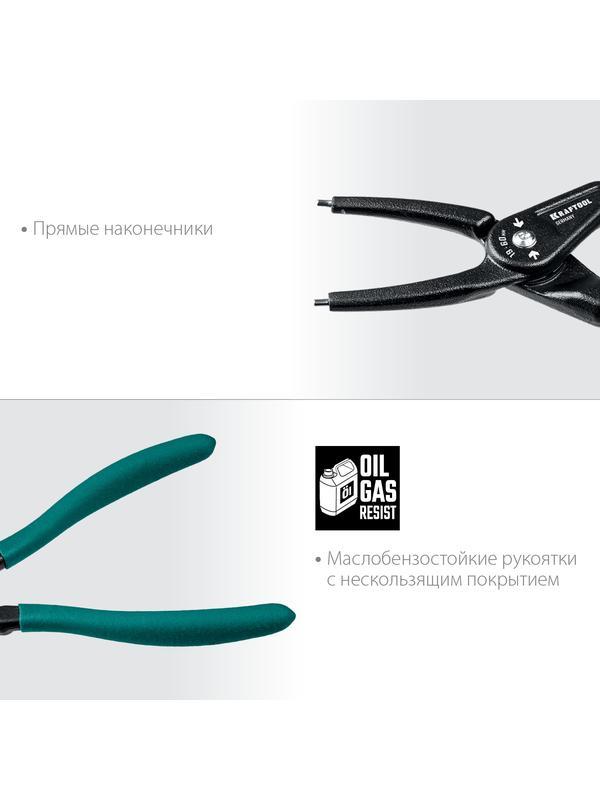 KRAFTOOL 180 мм, прямые губки, внутренний, Ссъемник стопорных колец (22812-1)