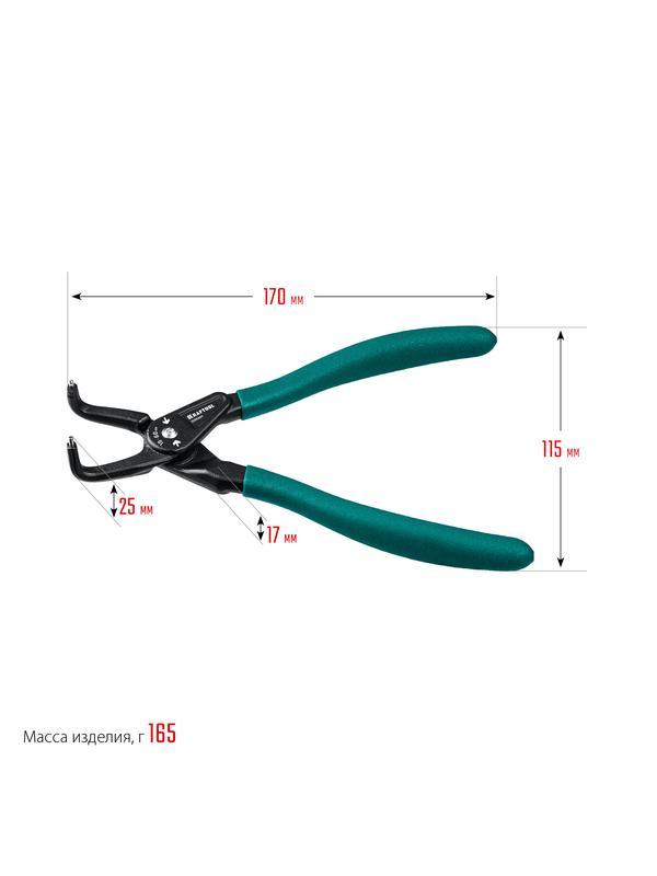 KRAFTOOL 180 мм, изогнутые губки, внутренний, съемник стопорных колец (22812-2)