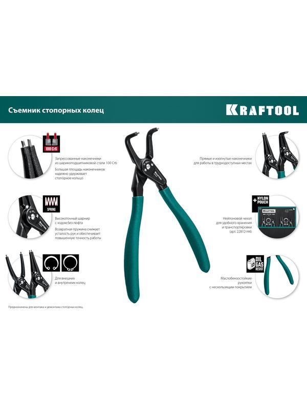 KRAFTOOL 180 мм, прямые губки, внешний, съемник стопорных колец (22812-3)