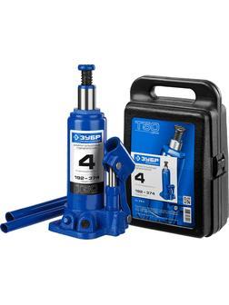 ЗУБР 4 т, 192 - 374 мм, бутылочный гидравлический домкрат в кейсе, Профессионал (43060-4-K)