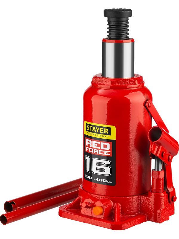 STAYER RED FORCE, 16 т, 230 - 460 мм, бутылочный гидравлический домкрат, Professional (43160-16)