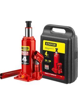 STAYER RED FORCE, в кейсе, 4 т, 195 - 380 мм, бутылочный гидравлический домкрат, Professional (43160-4-K)