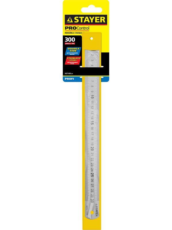 STAYER длина 0.3 м, нержавеющая линейка, Professional (3427-030)