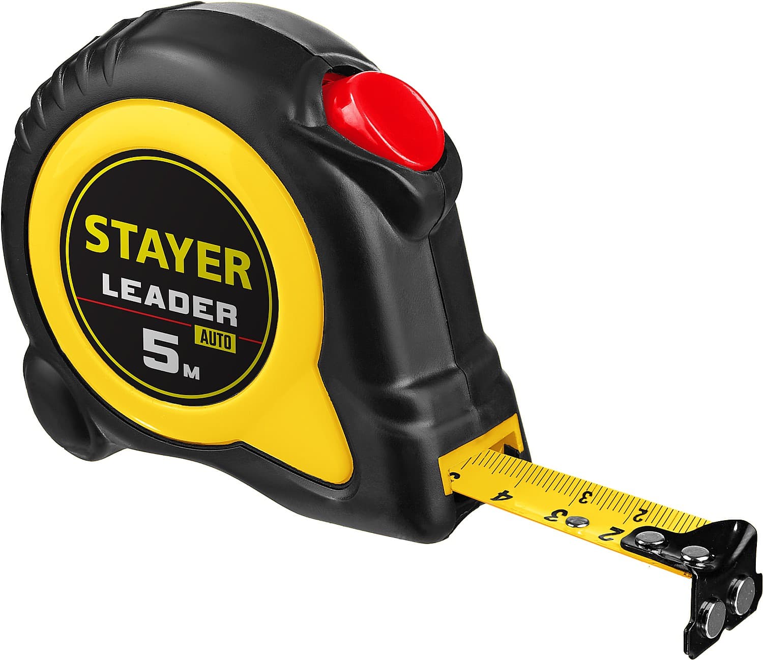 Рулетка измерительная STAYER Leader 3402-05-19, с автостопом / 5 м х 19 мм.