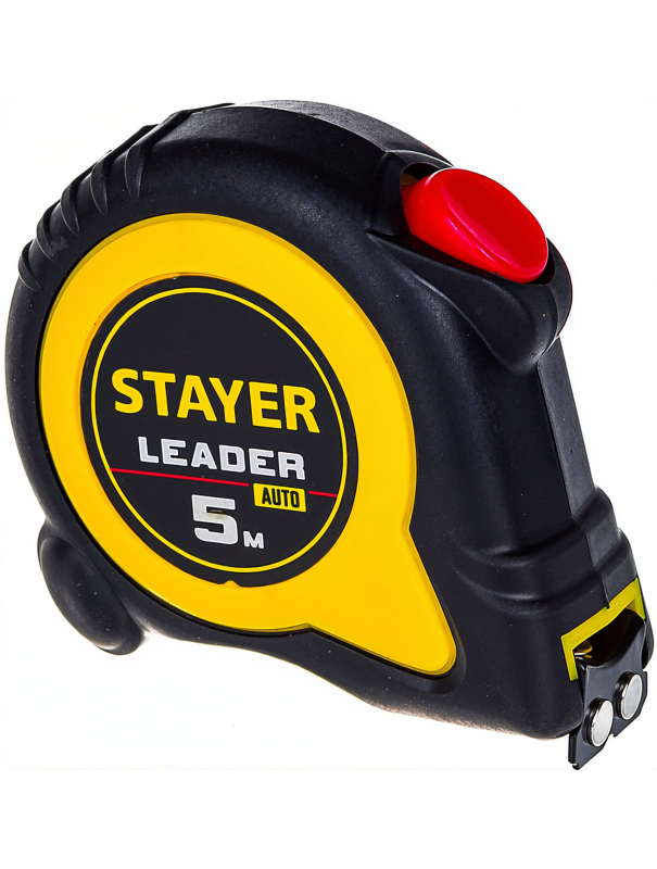 Рулетка измерительная STAYER Leader 3402-05-19, с автостопом / 5 м х 19 мм.